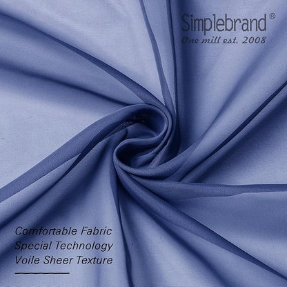 Simplebrand Royal Blue Sheer Curtains 63 Inch Length 2 Panels, Rod Pocket Solid Color Window Sheer Curtain Panels, Elegant Curtains & Drapes for Living Room, Bedroom (Royal Blue, 42" W x 63" L)