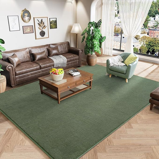 Amearea Large Modern Area Rugs for Bedroom Living Room, 5x8 Feet Sage Green Thickened Memory Foam Rug, Fluffy Indoor Washable Rugs Non Slip Minimalist Carpet for Boys Girls Dorm Nursery Room Decor