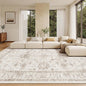 Madane Living Room 10x14 Area Rugs,Washable Low Pile Non-Slip Stain Resistant Extra Large Thin Rug, Vintage Soft Throw Carpet for Dining Room Bedroom Farmhouse Home Office Decor (10 x 14, Brown/Ivory)