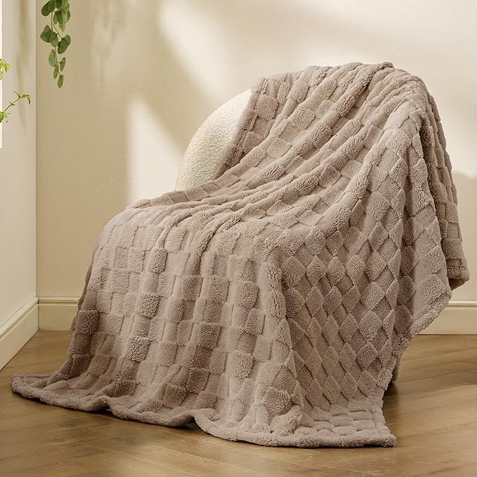 Bedsure GentleSoft Twin Blanket for Bed Light Brown - Super Soft Cozy Blankets for Kids Girls, Cute Fuzzy Fleece Throws for Bedroom Couch, 60x80 Inches