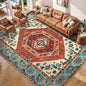 SERISSA 7x9 Area Rugs for Living Room, Large Washable Non-Slip Boho Rug, Ultra Soft Vintage Orange Oriental Tribal Print Distressed Carpet for Dining Room Bedroom Dorm Office Home Decor