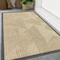 Smiry Front Door Mat Outside Entrance, Heavy Duty Sturdy Natural Rubber Doormat, Trap Dirt and Moisture, Easy Clean Low Profile Mats for Indoor Outdoor Entry, Irregular Triangle (47x32, Cream White)