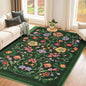 GarveeHome Washable Rug 4x6 Area Rugs for Living Room, Floral Rug for Bedroom, Soft Boho Non Slip Throw Rugs with Rubber Back, Low Pile Stain Resistant Vintage Floral Carpet for Dining Room, Green