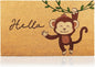 Monkey - 17"x29" - Coir Door Mat with Heavy Duty Backing - Welcome Mats for Entryway, Porch - Anti-Slip PVC & Coconut Fiber Surface - Natural Home Accessories, Minimalist Original Design