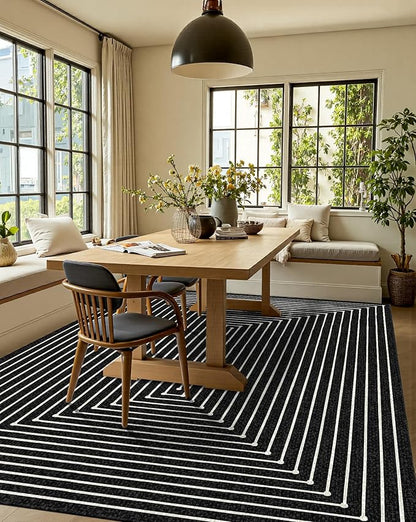 Latte&Fog 5x7 Area Rugs for Living Room Bedroom, Modern Abstract Washable Rug, Boho Non Slip Low Pile Carpet for Indoor Dining Room, Office, Dorm, Classroom, Farmhouse and Kids Room