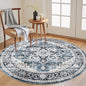 AMADA HOMEFURNISHING Round 5ft Area Rugs, Low-Profile Washable Rug with Non-Slip Backing & Durable Edge Binding, Vintage Rugs for Living Room, Bedroom, Dinning Room