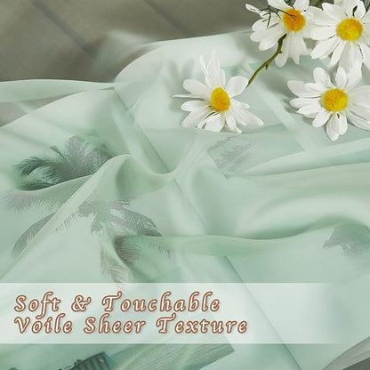 NICETOWN Sheer Sage Green Curtains for Bedroom 108 inches Length, Grommet Airy & Breathable Soft Voile Sheer Window Treatment with Light Filtering for Living Room, W54 x L108, 2 Panels