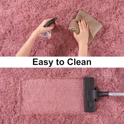 Soft Runner Rugs for Bedroom Hallways, 2x6 Blush Pink Fluffy Shag Throw Area Rug Non Slip for Bedside Dorm, Long Shaggy Furry Carpet for Nursery Living Room