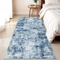 3x6 Washable Entryway Runner Rug: Non Slip Wide Hallway Runners Easy-to-Clean - Soft Living Room Bedroom Kitchen Carpet - Thin Low Pile Printed Floor Mat for Dining Room Blue