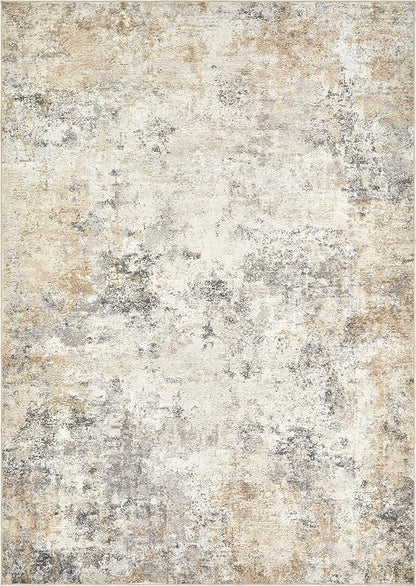 UERMEI 6x9 Area Rug Living Room Rugs - Washable Neutral Modern Abstract Soft Thin Large Rug Indoor Floor No Slip Rug Carpet for Bedroom Under Dining Table Home Office Decor - Golden Grey