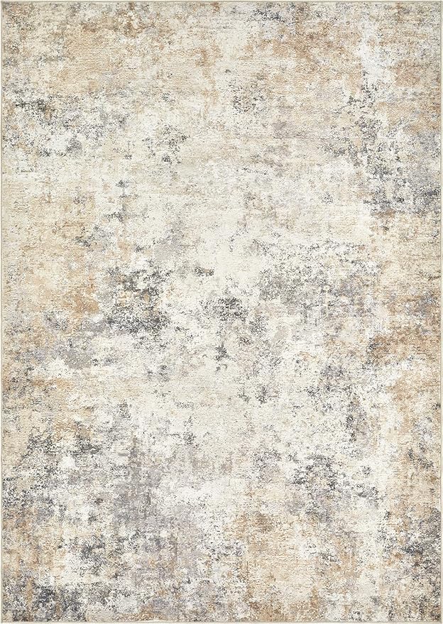 UERMEI 5x8 Area Rug Living Room Rugs - Washable Neutral Modern Abstract Soft Thin Large Rug Indoor Floor No Slip Rug Carpet for Bedroom Under Dining Table Home Office Decor - Golden Grey
