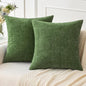 MIULEE Pack of 2 Couch Throw Pillow Covers 20x20Inch Soft Moss Green Spring Chenille Pillow Covers for Sofa Living Room Solid Dyed Pillow Cases