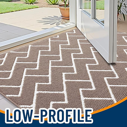 OLANLY Front Door Mat, Non-Slip Rubber Backing, Dirt Resistant and Absorbent, Washable, Easy to Clean Low-Profile Indoor Doormat for Back Door, Entryway, Inside Entrance, 36x24, Brown