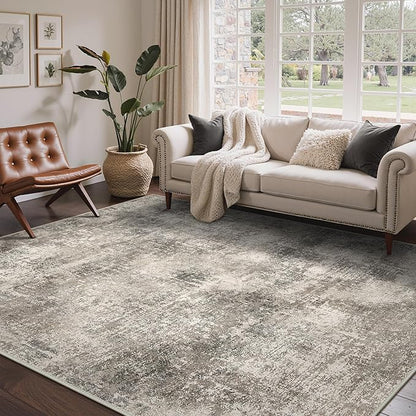BEIMO Area Rugs 10x14 for Living Room Bedroom, Modern Abstract Machine Washable Rug, Large Soft Low Pile Floor Carpet with Non Slip Backing for Dining Room, Grey