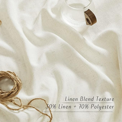 NICETOWN Flax Linen Room Divider Curtains 84 inches Long, Grommet Thick Linen Blend Window Curtains & Drapes Privacy Assured with Light Filtering for Bedroom, Off White, W68 x L84, 2 Panels