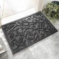 Boho Grey Floral Leaves Outdoor Indoor Entrance Doormats, Absorbent Durable Heavy Duty Welcome Front Door Mat,Thick Natural Rubber Back,Easy Clean Entryway Mat 23x35 Inch, Low Profile
