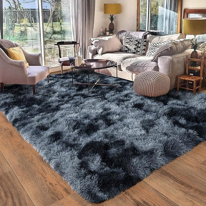 Rugs for Living Room 8x10, Soft Shaggy Modern Shag Area Rug for Bedroom, Upgrade Non-Slip Plush Fluffy Carpet for Kids Boys Girls Room Home Decor Aesthetic, Blue Grey
