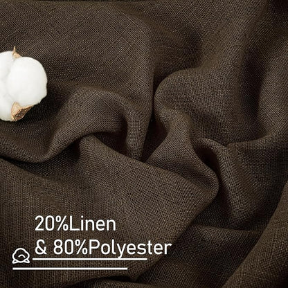 LAMIT Dark Brown Sheer Linen Curtains, 102 inch Light Filtering Semi Sheer Panels Back Tab and Rod Pocket Farmhouse Drapes for Bedroom/Living Room, 2 Panels, 52 x 102 Inch