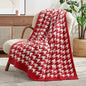 Snuggle Sac Ultra Soft Throw Blanket for Couch, Cozy Knitted Blankets, Fuzzy Knit Throws for Sofa, Bed, Home Decor, Houndstooth Red 50"x60"