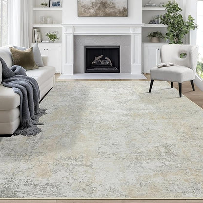 8x10 Area Rugs for Living Room Rug Washable: Abstract Large Rug for Dining Room Bedroom Carpet Non Slip 8 by 10 Indoor Modern Nursery Home Office Beige Grey