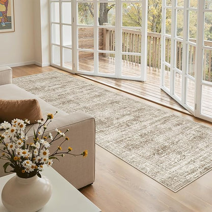 Runner Rug 3x8 Washable Non-Slip Hallway Runner Rugs for Kitchen Bathroom Laundry Room Brown Vintage Floor Carpet Runners for Hallways Entryway