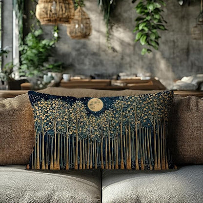 Rustic William Morris Night Moon Forest Green Decor Pillow Covers 12x20,Vintage Botanical Nature Landscape Decorative Throw Pillow Covers for Home Bedroom Living Room