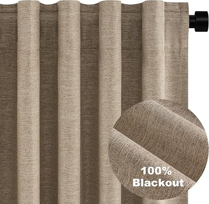 Topfinel Dark Flax 78 Inch Long Curtains for Sliding Door Closet Doors 100% Blackout Curtains for Living Room Bedroom Back Tab Pleated Heat Blocking Insulated Drapes Heat (W52 x L78) 2 Panels