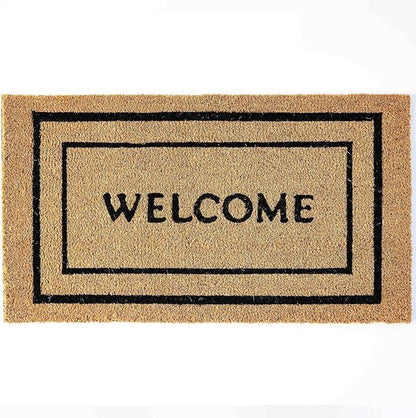 KANKUN Coco Coir Door Mat with Heavy Duty Backing, Welcome Doormat (17" x 30"), Doormat Entrance (Double Box)