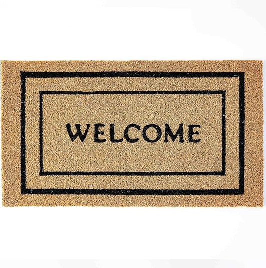 KANKUN Coco Coir Door Mat with Heavy Duty Backing, Welcome Doormat (17" x 30"), Doormat Entrance (Double Box)
