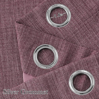 NICETOWN Short Faux Linen Greyish Purple Blackout Curtains 63 inches Long for Kitchen - Privacy Panels for Living Room Bedroom, Modern Farmhouse Style Easy Care Grommet Top, 2 Panels, W42 by L63