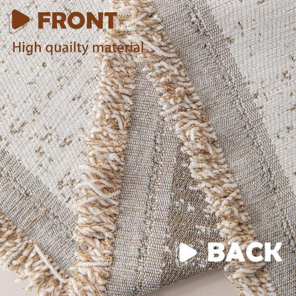 Boho Chenille Couch Cover for Dogs, Non Slip Sofa Cover, Couch Slipcover Covers for 3 Cushion, Furniture Protector with Tassels for Pets Washable, 71"x118", Speckled Beige