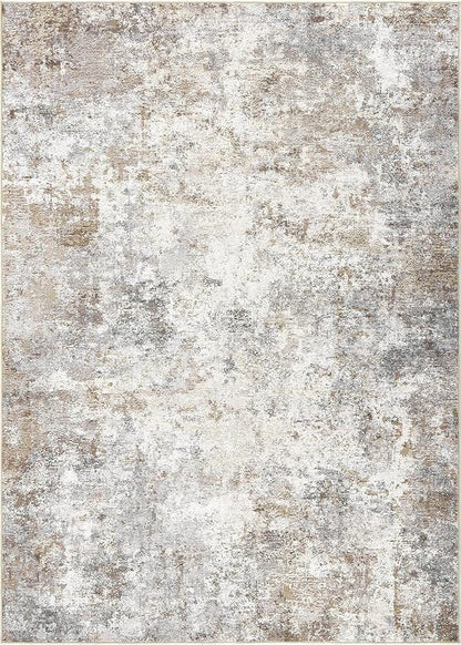 UERMEI 12x15 Area Rug Living Room Rugs - Washable Neutral Modern Abstract Soft Thin Large Rug Indoor Floor No Slip Rug Carpet for Bedroom Under Dining Table Home Office Decor - Brown Grey