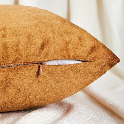 GIGIZAZA Decorative Throw Pillow Covers 26x26,Set of 2 Burnt Orange Square Couch Pillow Covers,Velvet Sofa Boho Cushion Pillows