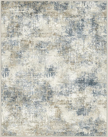 Area Rugs 6x9 for Living Room Bedroom, Modern Abstract Machine Washable Rug, Large Soft Low Pile Floor Carpet with Non Slip Backing for Dining Room, Blue Mist