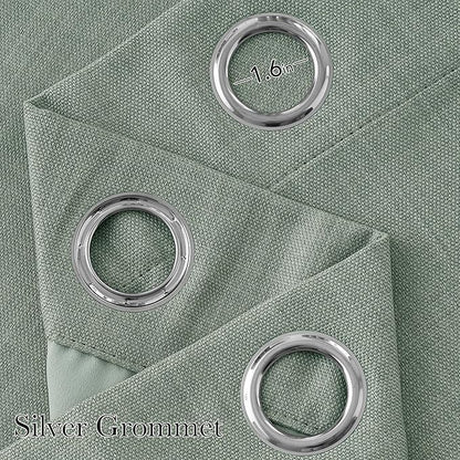 NICETOWN Faux Linen Sage Green Blackout Curtains 84 inches Long for Living Room - Privacy Panels for Bedroom, Modern Farmhouse Style Easy Care Grommet Top, 2 Panels, W52 by L84