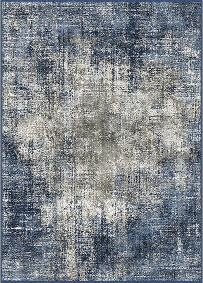 BEIMO Area Rugs 9x12 for Living Room Bedroom, Modern Abstract Machine Washable Rug, Large Soft Low Pile Floor Carpet with Non Slip Backing for Dining Room, Blue&Gray