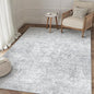 PureCozy 4x6 Area Rug Washable Vintage Entryway Living Room Carpet Indoor Office Non Slip Grey Entrance Distressed Low Pile Retro Accent Throw Rug for Dining Room Bathroom Bedroom Laundry