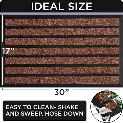 ubdyo Extra Durable Door Mat - Dirt Trapping Outdoor Welcome Mats - Non-Slip Outdoor Indoor Entrance - Low Profile Front Doormat (30" x 17", Bright Burgundy)