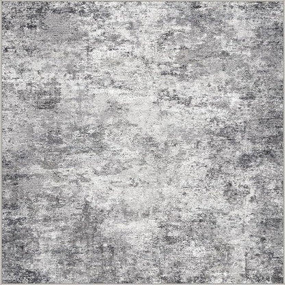 UERMEI Square Area Rugs : Washable 6x6 Neutral Modern Abstract Carpet for Living Room Bedroom - Soft Floor Mat with Non Slip Backing for Kitchen Nursery Dorms Farmhouse Home Decor - Grey