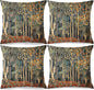 Rustic William Morris Inspired Autumn Forest Decor Pillow Covers 18x18 Set of 4,Fall Home Room Decor, Vintage Botanical Nature Decorative Throw Pillow Covers for Home Bedroom Living Room