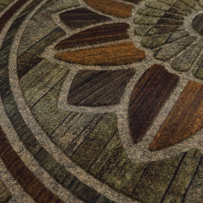 Mohawk Home Entryway Door Mat 2' x 3' All Weather Doormat Outdoor Non Slip Recycled Rubber, Boardwalk Path Chestnut
