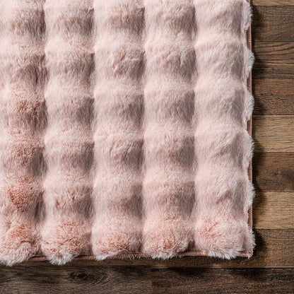 nuLOOM 5' x 8' Cozy Plush Area Rug, Machine Washable, Non-Slip, Soft Fluffy Shag Carpet for Living Room Bedroom Kids Room Nursery Home Decor, Jeni Blush