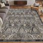 Washable Area Rug 4' x 6' Vintage Traditional Persian Mat - Foldable Distressed Non-Slip Machine Washable Carpet for Living Room Bedroom Kitchen Home Decor - Ebony and Taupe