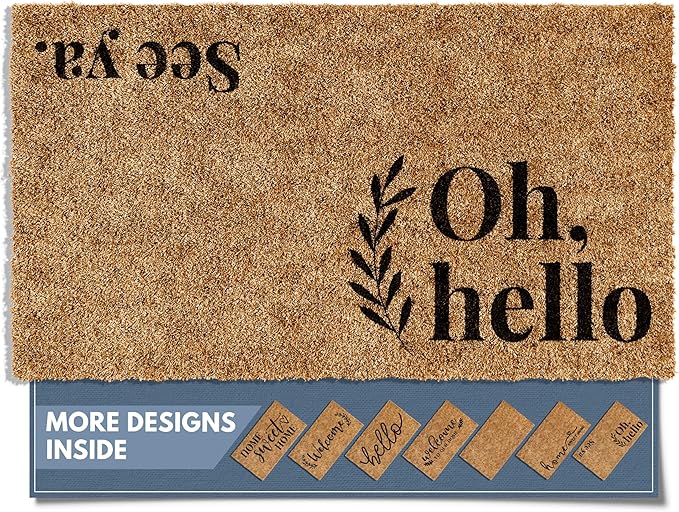 Barnyard Designs Doormat Welcome Mat for Outdoors, Large Front Door Entrance Mat, 30x17, Brown (Oh Hello)