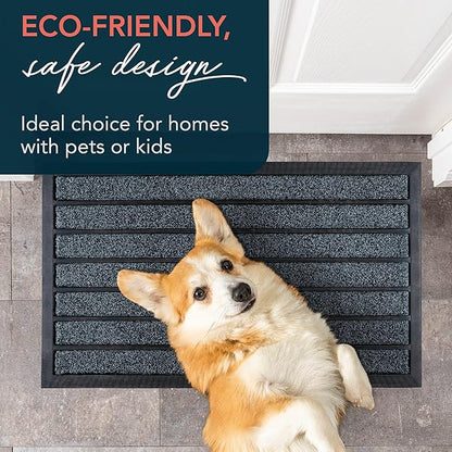 ubdyo Extra Durable Door Mat - Dirt Trapping Outdoor Welcome Mats - Non-Slip Outdoor Indoor Entrance - Low Profile Front Doormat (30" x 17", Bright Blue)