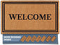 Barnyard Designs Natural Coco Coir Heavy Duty Backing Doormat - Large Cute Non-Slip Front Door Welcome Mat for Outside Entrance or Porch Entry, Brown (17x30, Welcome)