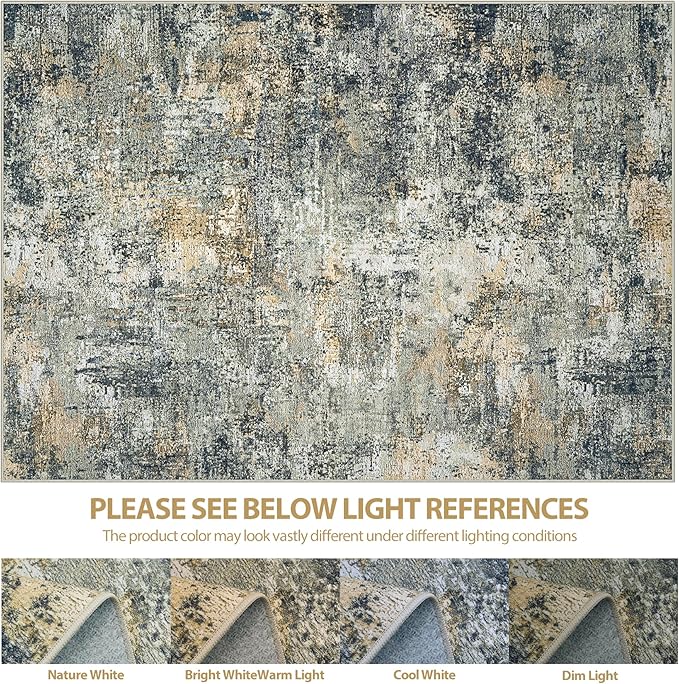 Runner Rug for Hallways Kitchen 2'6"x8' Washable Non Slip: Carpet Non Skid 8ft Entryway Rubber Backed 8 Feet Neutral Abstract Modern Rug Low Pile Pet Friendly Indoor Multi