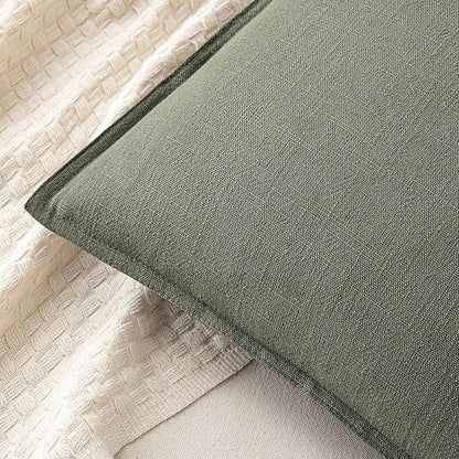 MIULEE Decorative Linen Euro Sham Pillow Covers 24x24 Inch Olive Green Boho Farmhouse Neutral Couch Throw Pillows for Bed Pack of 2 Accent Outdoor Pillowcase Modern Sofa Cushion Livingroom Home Decor