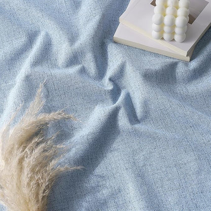 RYB HOME Linen Texture Curtains for Bedroom, 100% Blackout Thermal Insulated Curtains, Rod Pocket&Back Tab Room Darkening Drapes Luxury Decor for LivingRoom/Nursery, W52xL84, 2 Panels, Smoky Blue