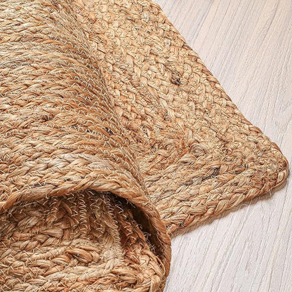 Hausattire Hand Woven Jute Braided Rug, 5'x8' – Natural, Reversible Boho Entry Area Rugs for Kitchen, Living Room I Farmhouse Indoor Outdoor Decorative Floor Rug, 60x96 Inches